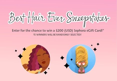 Best Hair Ever Sweepstakes: Enter For a Chance to Win One of Fifteen $200 e-Gift Cards!